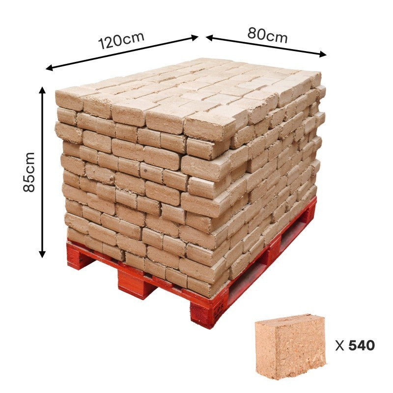 Demi-Palette Bûches Compressées Jour : 270 Bûches Écologiques, Bois Français